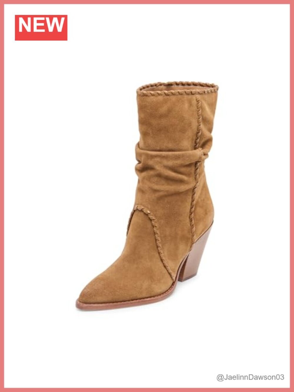 Suede Mid Calf Boot Block Heel Closed Toe Calf High